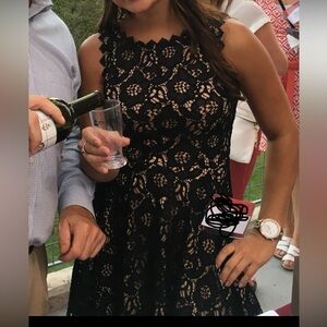 Black Tan Lace Floral Dress